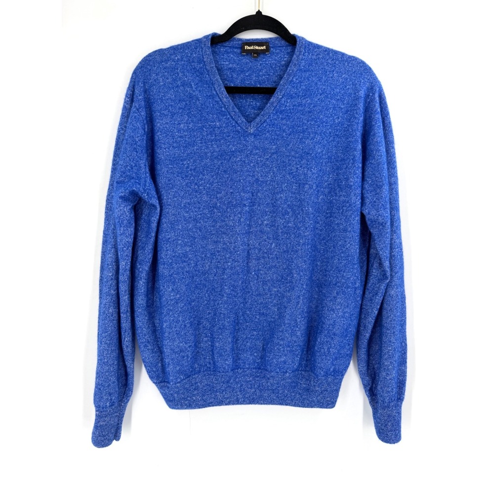 Paul Stuart Sweater Women XXL Blue Linen Cashmere V-Neck Italian Luxury Preppy
